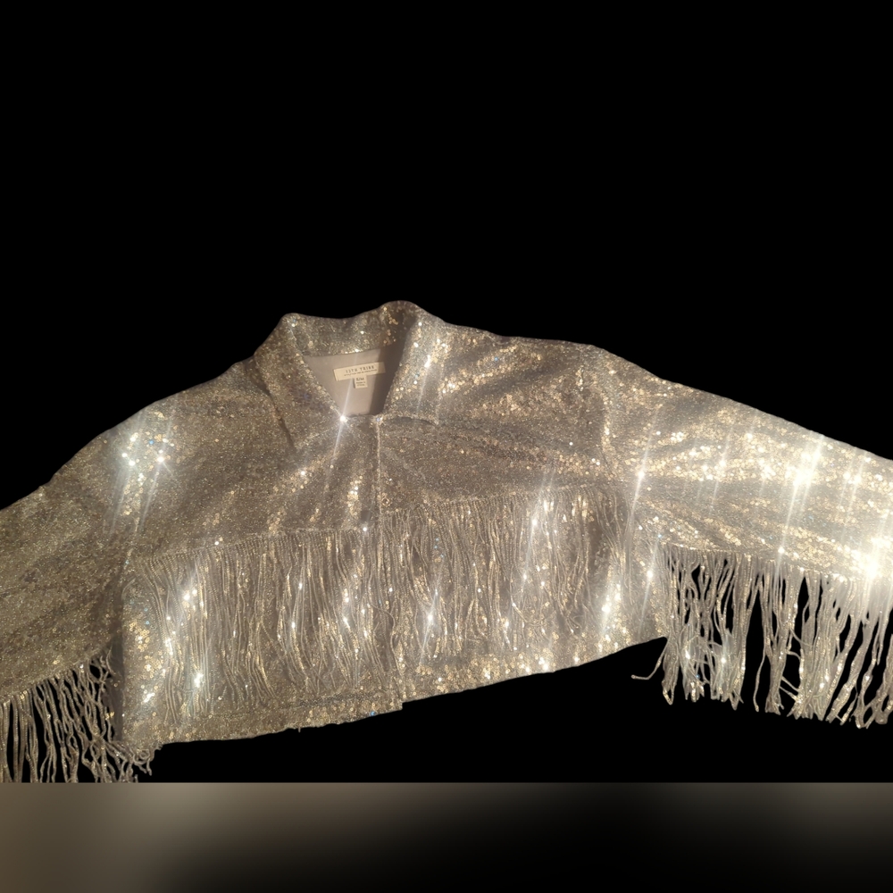 12th tribe silver sequins and fringe jacket